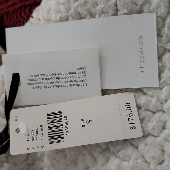 B&W stripe crewneck sweater w/ side lace up details, Anthropologie, size S - Picture 4 of 4